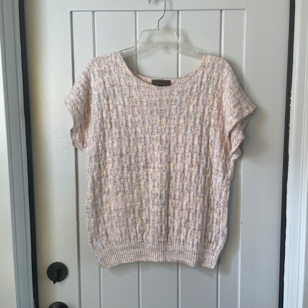 Knitmaven Plus Knit Short Sleeve Top Pink Blue Yellow